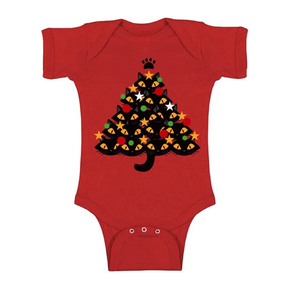 Awkward Styles Xmas Baby Outfit Bodysuit Cats Christmas Tree Romper