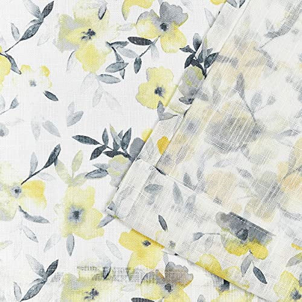 Nicole Miller New York Hattie Light Filtering, Semi Sheer Rod Pocket Curtain Panels, 54"x96", Yellow, Set of 2