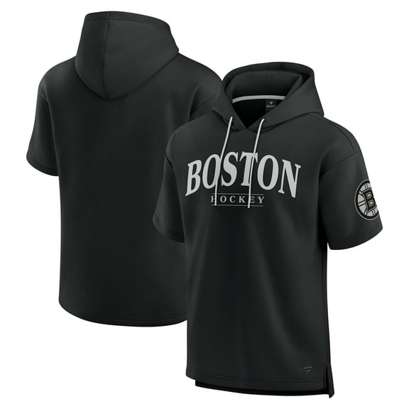 Men's Fanatics Black Boston Bruins Elements Ready Short Sleeve Pullover Hoodie
