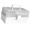 thumbnail image 3 of Caja de almacenamiento de pastillas, 3 capas, gran capacidad, estuche de cosméticos para el hogar, organizador de artículos diversos de plástico, estilo ordinario, blanco Speravity HA004344-01B, 3 of 7