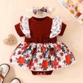 thumbnail image 2 of Edvintorg 0-18Months Newborn Baby Girl Clothes Set Summer Clearance Infant Outfits Short Sleeve Skirt Baby Girl Lace Bow Tie Dress Romper Hair Band Set, 2 of 7