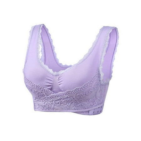 

BESTSPR Front Cross Side Buckle Gathering Type No Steel Ring Lace Sports Bra