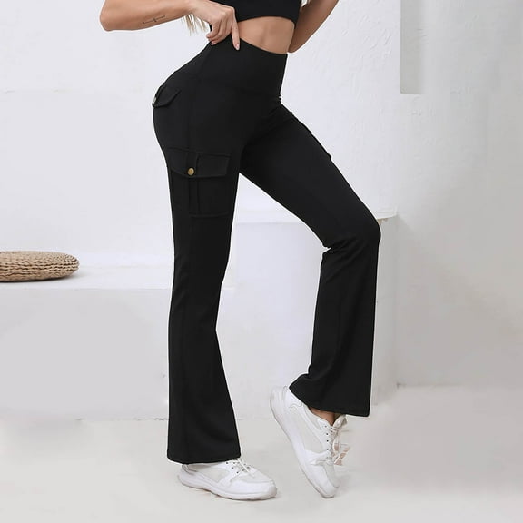 Women Workout Flare Leggings With Pockets High Waisted Cargo Gym Yoga Leggings Tall Womens Yoga Pants Long Extra Long Yoga Pants for Women Tall Yoga Pants for Women Loose Fit Flare Yoga Pants for