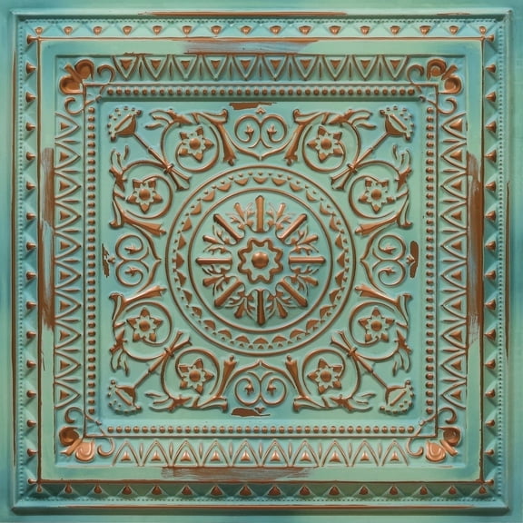 223 - La Scala 2 ft. x 2 ft. PVC Glue-up or Lay in Ceiling Tile in Natural Patina (100 Sq.ft / Pack) - 25 Pieces