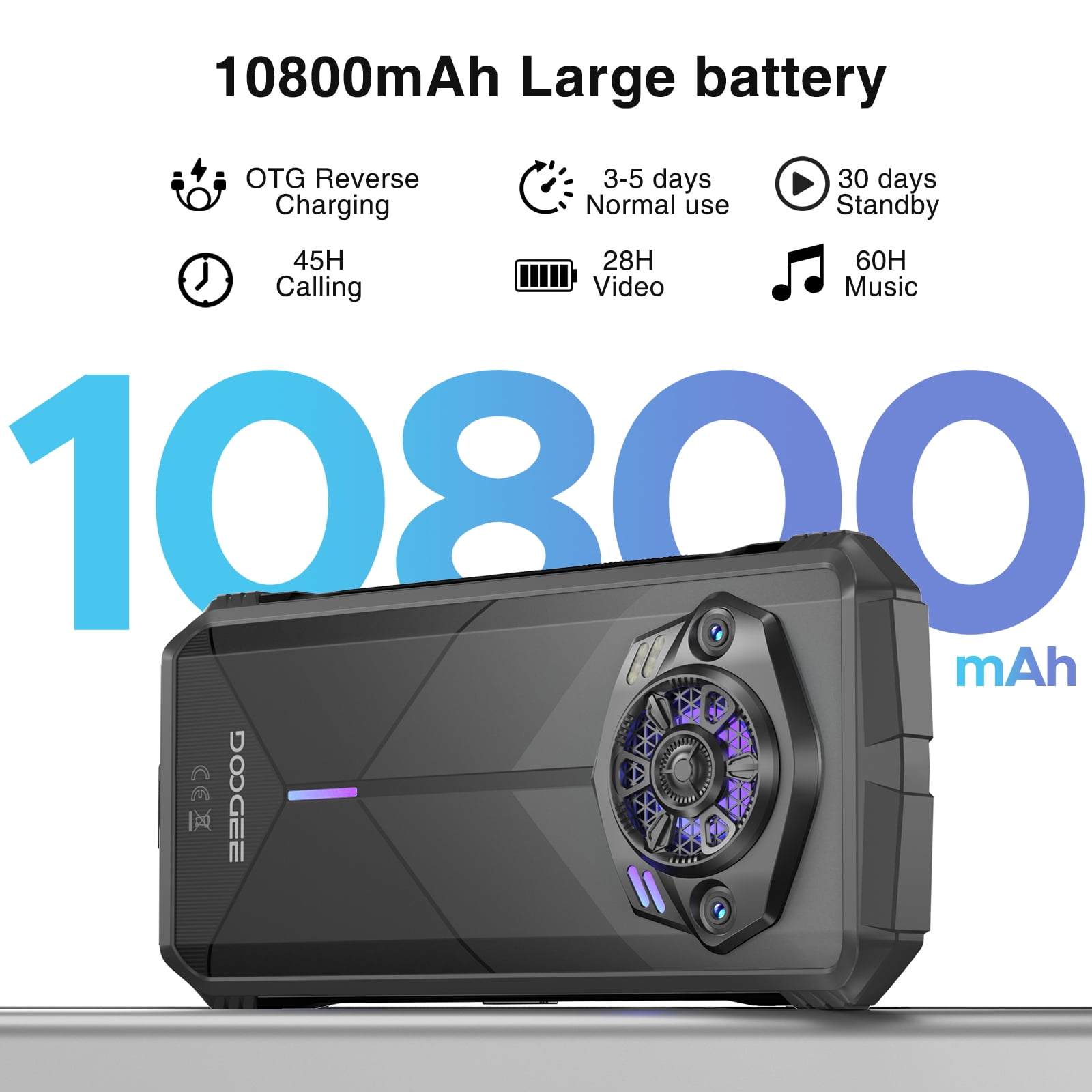 DOOGEE S Punk Rugged Smartphone Android Phone, 16GB+256GB/1TB, 10800mAh 33W Charging, Super Speaker, 50MP+16MP, 6.58" FHD+,IP68 Waterproof/LED Light/4G Dual SIM/NFC/OTG/Face/Fingerprint Unlock