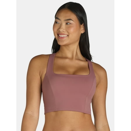 Avia Women s and Womens Plus Medium Support Square Neck Sports Bra  Sizes XS-3XL