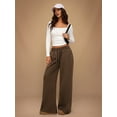 thumbnail image 5 of Women'S Wide Leg Sweatpants High Waisted Baggy Interior Drawstring Sweatpants Straight Leg Sweat Pants Coffee Color L, 5 of 9