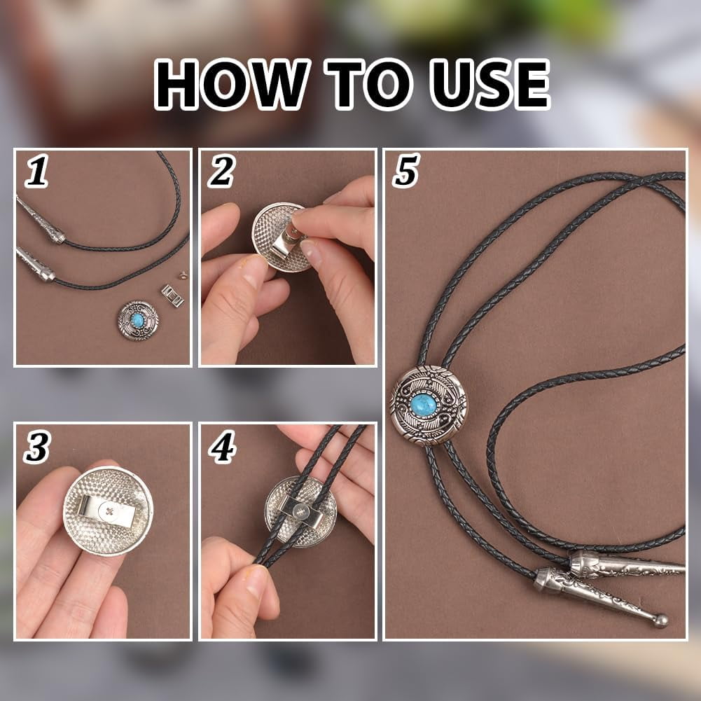 1 Set 28Pcs Bolo Tie Findings Kit Bolo Tie Tips Replacement Kit Bolo Tie Buckle Accessories with 14Pcs Alloy Cord End 7Pcs Bolo Tie Slide Clasps and 7Pcs Alloy Turquoise Buttons for Bolo Tie Making