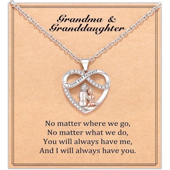 Gioobbt Heart Necklace Jewelry Gift for Grandma and Granddaughter
