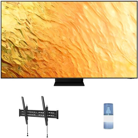 Samsung QN85QN800BFXZA 85" 8K QLED Quantum Mini LED HDR Smart TV with Walts TV Large/Extra Large Tilt Mount 43"-90" Compatible TV's and HDTV Screen Cleaner Kit (2022)