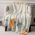 thumbnail image 2 of Flannel Fleece Throw Blanket Pumpkin Fall Thanksgiving Bird Lightweight Soft Plush Blankets,Watercolor Maple Leaf on Retro Linen Cozy Warm Throw Blanket for Couch Sofa Bed Car Office 40x50in, 2 of 9
