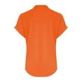 thumbnail image 4 of Orange Womens Tops Women's Fashion Casual V Neck Button Down Short Sleeve Top T Shirts for Women, 4 of 5
