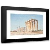 Martinus Rørbye 14x11 Black Modern Framed Museum Art Print Titled - The Temple of Zeus (1835 - 1836)