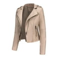 thumbnail image 5 of qolati Women Faux Leather Jackets Vintage Long Sleeve Zip Up Motorcycle Jacket 2024 Trendy Lightweight Collar Cropped Coats Outwear, 5 of 7