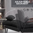 thumbnail image 3 of HOMCOM Accent Chair with Ottoman, Reclining Comfy Chair with Adjustable Backrest, Steel Frame and Pillow for Living Room, Bedroom, Black, 3 of 9