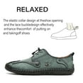 thumbnail image 3 of Mens Leather Casual Shoes Lightweight Breathable Walking Shoes Comfortable Retro Loafers Driving Office Outdoor Green 8.5 US, 3 of 7