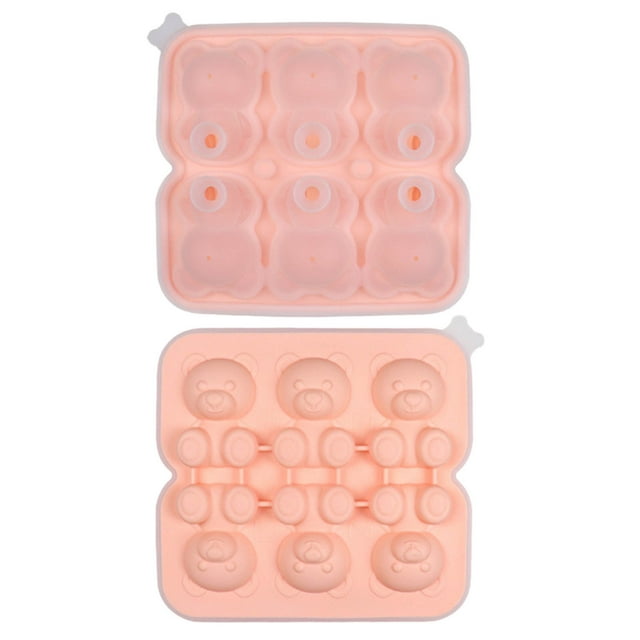 Moldes para hornear, molde para pasteles con 6 agujeros, forma de osito de peluche, para helado, leche, té, bebidas, whisky, caja de hielo, molde para osito