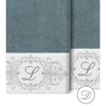 thumbnail image 2 of Authentic Hotel and Spa  100% Turkish Cotton Monica 2PC Embellished Bath Towel Set Teal D, 2 of 3