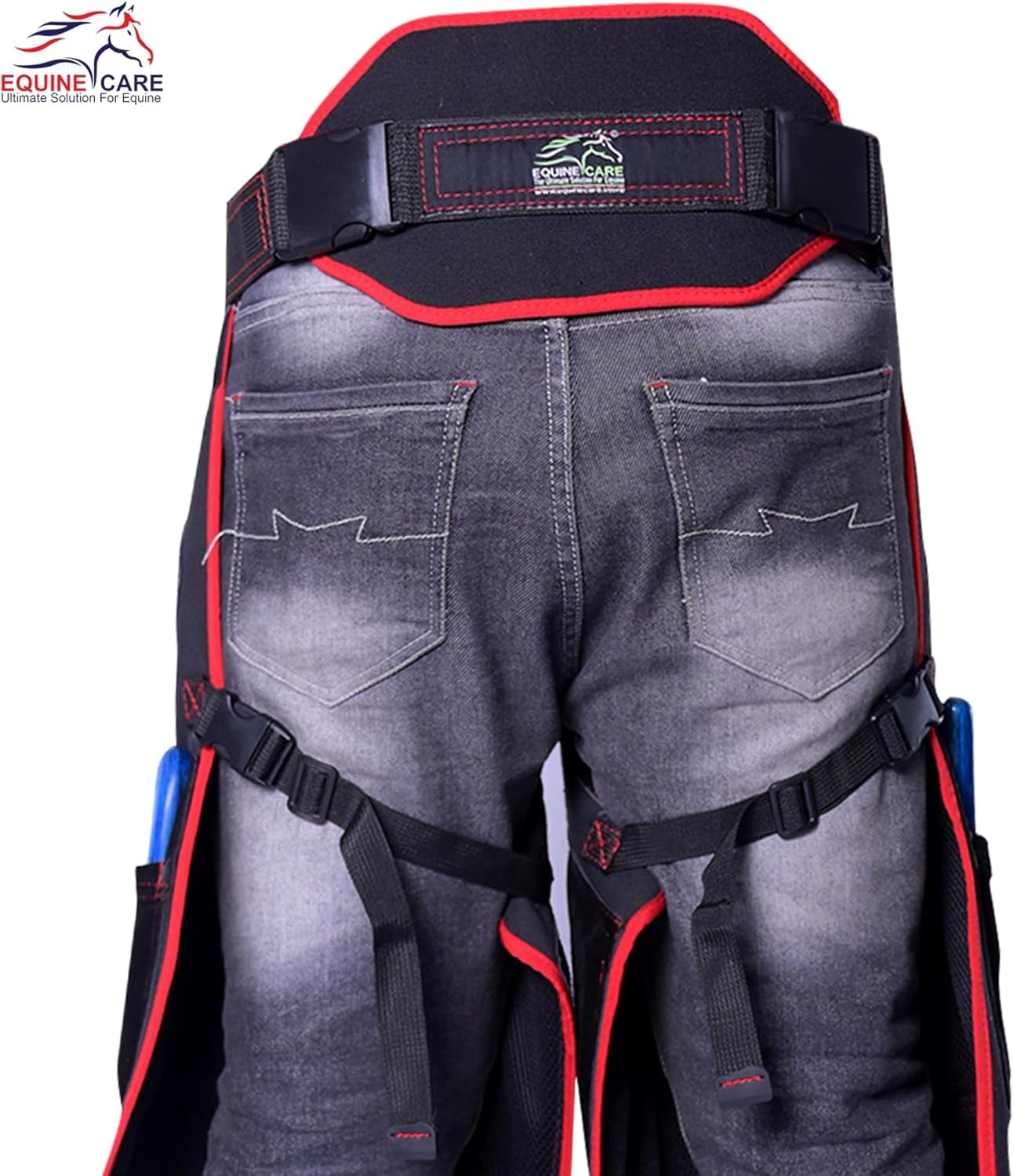 Equine Care Farrier Apron Chaps – 23" Length, 2mm Cowhide Leather & 500 GSM Canvas, Ergonomic Padding, Air-Mesh, Dual Magnets, Adjustable Waist (28"-52"), Ideal for Horseshoeing & Hoof Trimming.