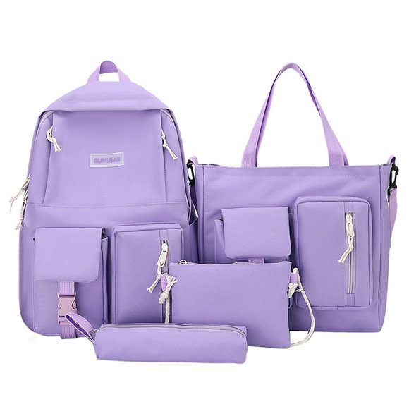 Pack Viaje 4 piezas Mochila de lona Combo Set Mochilas escolares con bandolera Caja de lápices Mochi Tomshoo Pack Viaje
