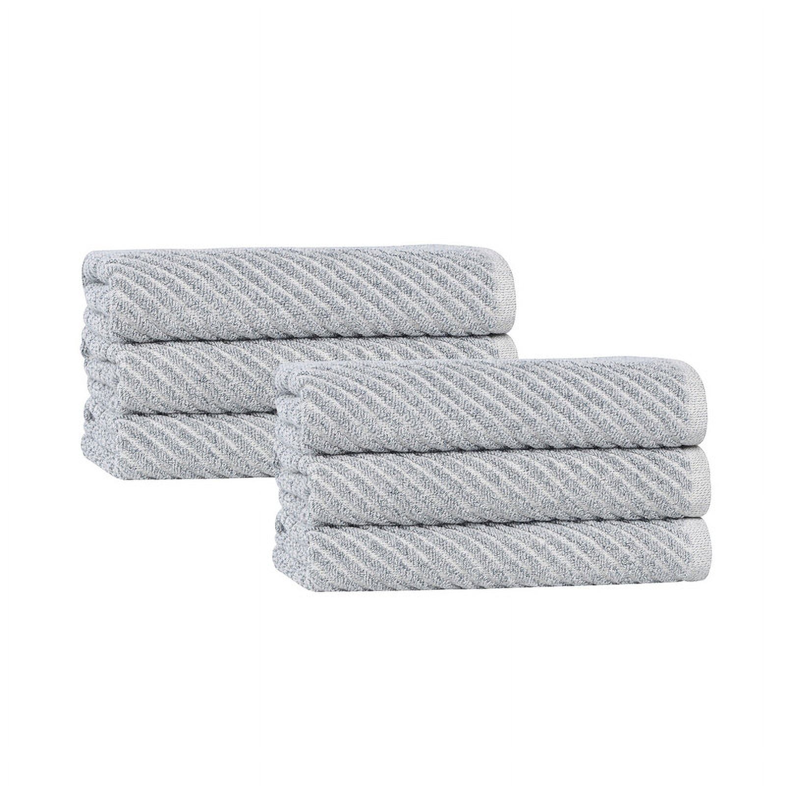 Superior Amelia Viscose Cotton Blend Medium Weight Hand Towels, Set of 6, Denim Blue