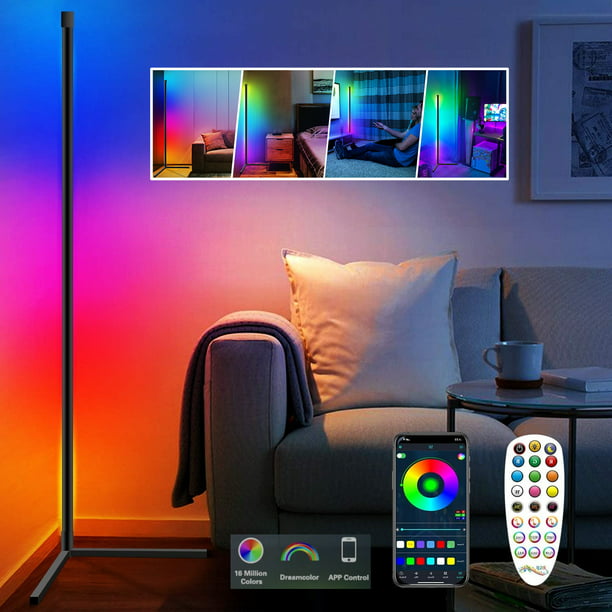 Corner Floor Lamp, Pawst RGB Color Changing Nordic Floor Lamp, Dimmable LED 61" Tall Standing Lamp APP Corner for Bedroom Living Room - Walmart.com