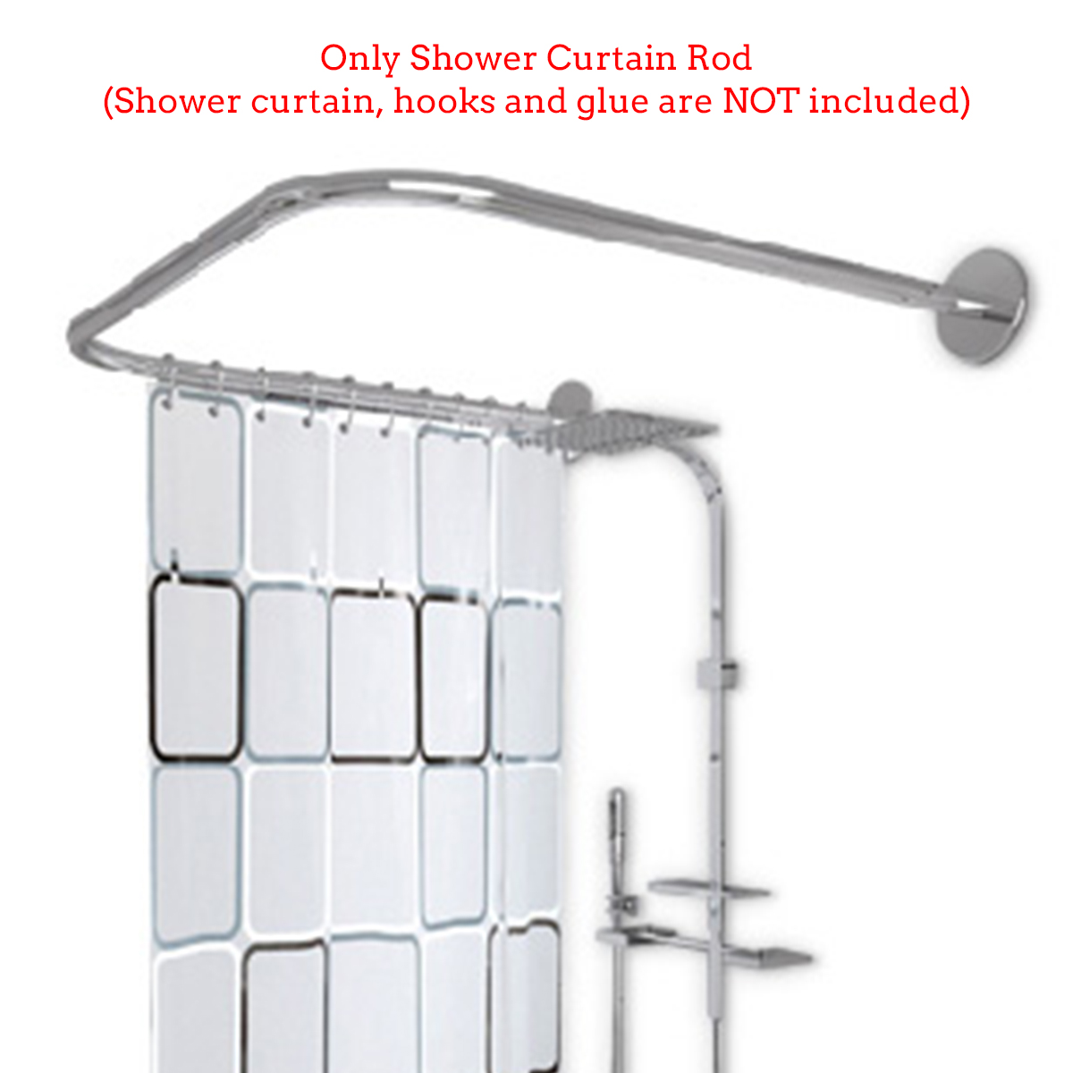Shower Curtain Pole Curved Rail Tension Pole,No Drilling For Bathroom Shower Closet Cloakrooms,（80~120）X80X（80~120）cm U Shaped Shower Curtain Rod Adjustable Stainless Steel