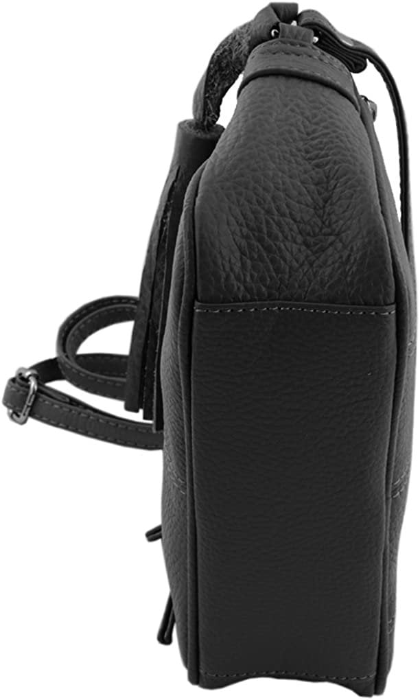 Cowhide Leather Womens Shoulder Purse Small Cross Body Organizer Bag with Many Pockets