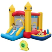 Costway Kids BouncyCastle with  Slide & Ball Pit Ocean Balls & 480W Blower Included