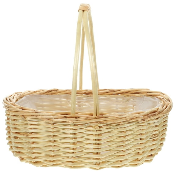 Eease Handmade Wicker Flower Basket with Handle for Home Decor and Parties