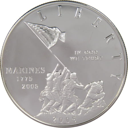 Marine Corps Commemorative 2005 P 90% Silver Dollar Proof $1 Coin