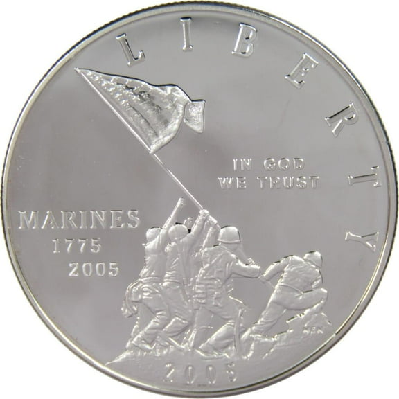 Marine Corps Commemorative 2005 P 90% Silver Dollar Proof $1 Coin