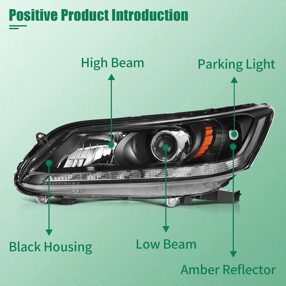 Fits Honda Accord Sedan 2013-2015 Headlight Assembly Set Driver   Passenger Side
