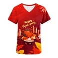 thumbnail image 6 of Xfvqtps Thanksgiving Scrub Tops for Women Soft V-Neck Scrubs Comfortable Nursing Uniforms Short Sleeve Tops Turkey Print Blouse Protective Clothing Working Uniforms with Pockets Red, 6 of 6