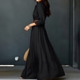 thumbnail image 6 of QUNYINEY Long Womens Dresses Long Sleeve Black Flowy Casual A Line Dress Button Down Commute Collared Casual Slim Fit Dresses, 6 of 9