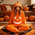 thumbnail image 5 of HNMKIU Pumpkin Hooded Onesie Pajamas, Loose Fit Halloween Homewear Soft Plush Unisex Cosplay For Night Party Orange,M, 5 of 9