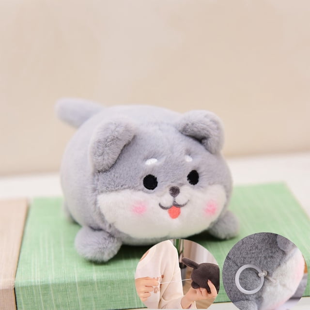 Peluche pequeño con cola de cuerda | Lindo perro Shiba Inu con cola que menea | Fibra de poliéster suave | Regalo interactivo para niños para cumpleaños, vacaciones, viajes y juegos | Peluche portáti
