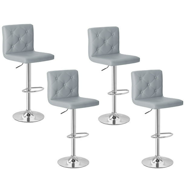 VECELO Set of 4 Adjustable Swivel Bar Stools, Modern Counter Height