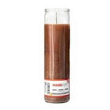 MagicLight Religious Candles 9.6 oz - Clear Glass Jar, Unscented Brown Wax