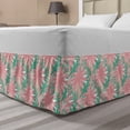 thumbnail image 1 of Exotic Bed Skirt, Continuous Abstracted Leaves in Pastel Colors Pattern, Elastic Bedskirt Dust Ruffle Wrap Around for Bedding Decor, 4 Sizes, Blush Seafoam, by Ambesonne, 1 of 2
