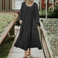 thumbnail image 2 of IROINNID Maxi Dress for Women Strapless Round Neckline Fit&Flare Dress Winter Round-Neck Long Sleeve Pocket Long Dress Deals,Black, 2 of 6