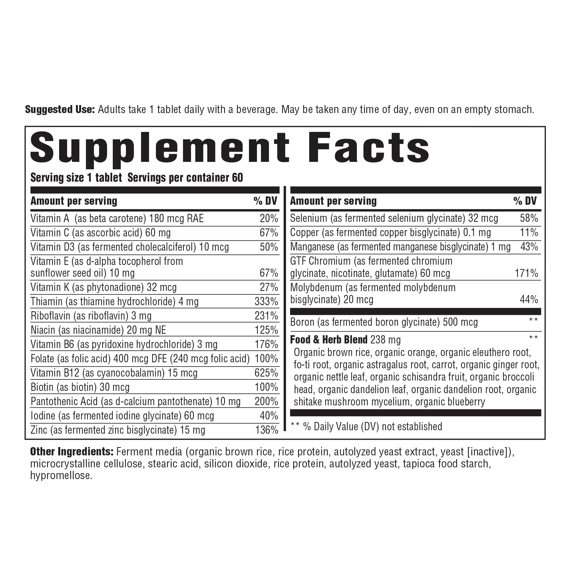 INNATE Response Formulas Men's One Daily Iron Free - B Vitamins - Vegan - 60 Servings