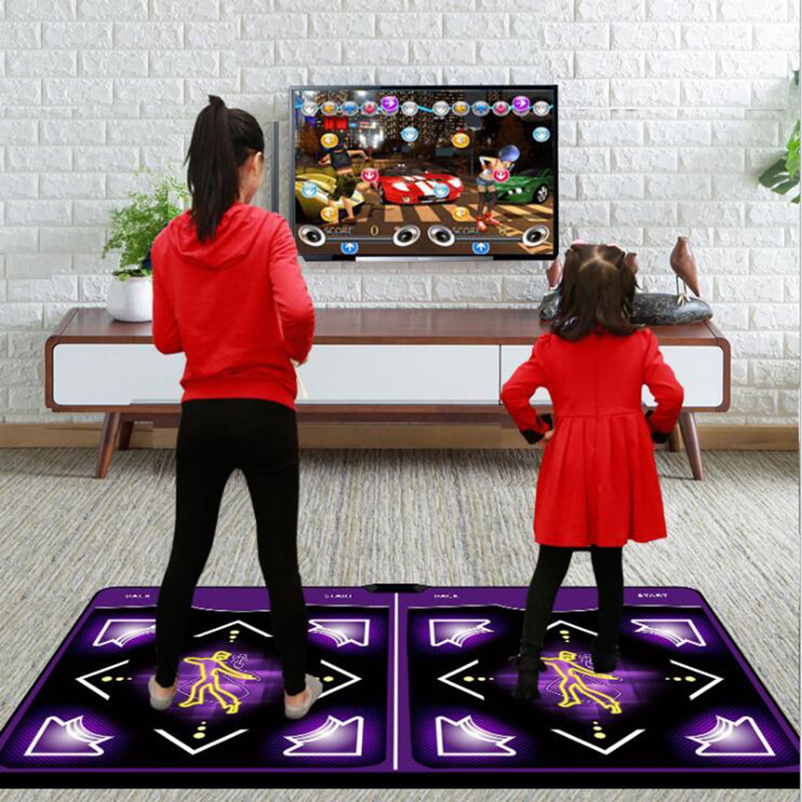 Wireless Double Single User Dancer Step Pads Sense Game English Non-Slip Game Blanket Indoor Sport Dance Mat for Kids Wireless Dance Mat Game TV with 2 Remote Controller 