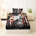 thumbnail image 4 of Manfei Woodland Moose Twin Sheets,Vintage American Flag Bedding,3 Pieces,1 Fitted Sheet and 1 Pillowcase, 4 of 6