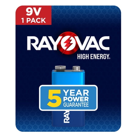 Rayovac High Energy 9V Batteries (1 Pack), Alkaline 9 Volt Batteries