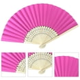 thumbnail image 4 of Abanico Mano Plegable Bolsillo Papel Bambú DIY para Fiesta Boda (rosa) Rojo, 4 of 5