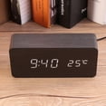 thumbnail image 2 of Reloj despertador electrónico digital LED de madera Control de sonidos Temperatura Escritorio 2#, 2 of 2