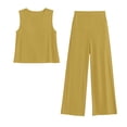 thumbnail image 7 of Women's Two Piece Set, Sleeveless Crew Neck Tank Top and Wide Leg Pants, Soft Knit Loungewear Set, Casual Matching Outfit for Home, Street and Vacation​-Yellow, 7 of 7