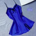 thumbnail image 2 of Camisón de encaje con cuello en V y espalda descubierta, camisón sedoso, ropa de dormir para mujer, azul, 3L Advancent AP001175-24B, 2 of 7