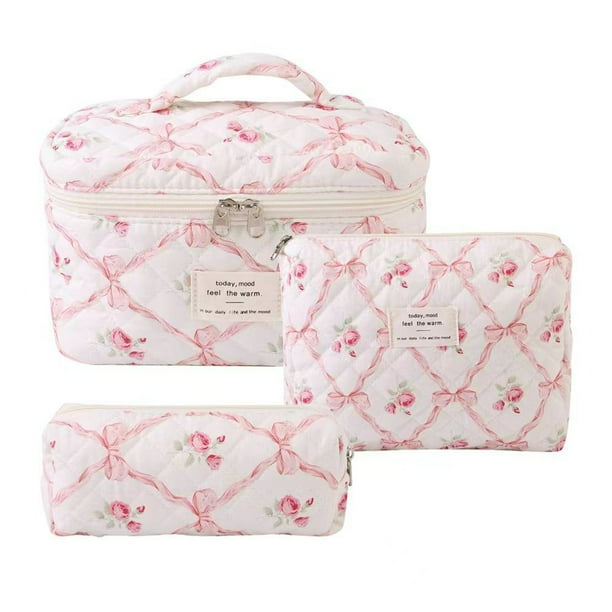 Bolsa de maquillaje, bolsa de cosméticos, bolsa de maquillaje grande para mujeres, pequeña, fresca y encantadora, bolsa de cosméticos pequeña, bolsa de lavado portátil, envoltura de maquillaje de algo